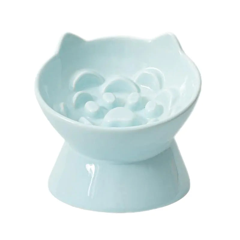 WhiskerEase Ceramic Slow Feed Cat Bowl